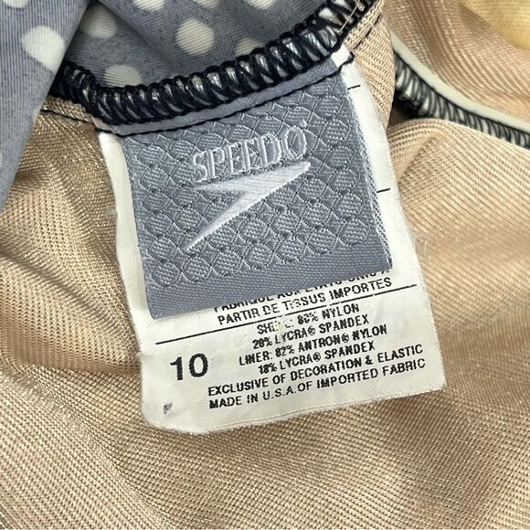 Speedo Navy White Polka Dot Halter V-Neck One Piece Swimsuit Women’s 10 - Picture 13 of 16